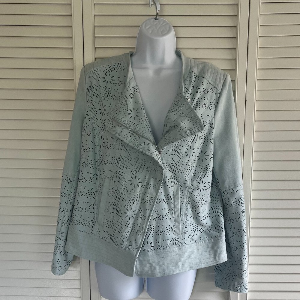 Chicos Faux Suede  Biker Jacket